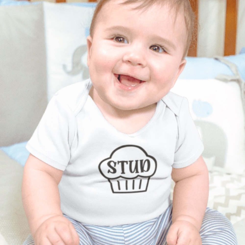 NWT Baby Stud White Short Sleeve Cotton Bodysuit